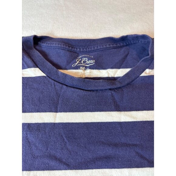 J.Crew Mens Striped Crewneck T-Shirt Navy/White Cotton Size L - Picture 3 of 12